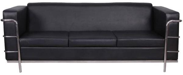 Black Leather 3 Seater Sofa, for Home, Hotel, Office, Feature : Comfortable