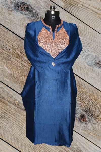 Blue Tilla Embroidery Kashmiri Kurti, Feature : Comfortable, Dry Cleaning