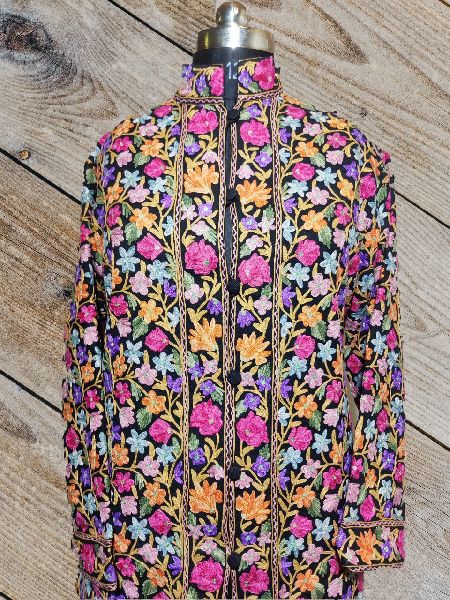 Woolen Multicolor Embroidered Kashmiri Jacket