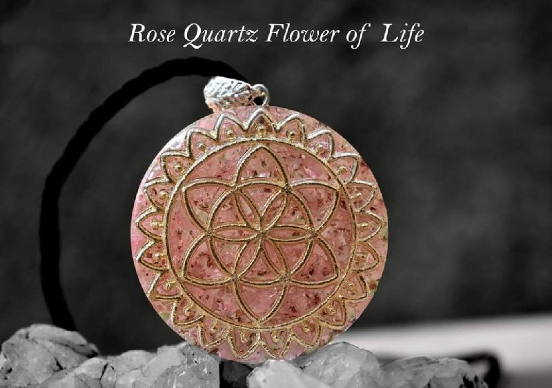 Rose Quartz Flower of Life Pendant, for Blood Circulation, Astrological, Worship, Packaging Type : Plastic Box