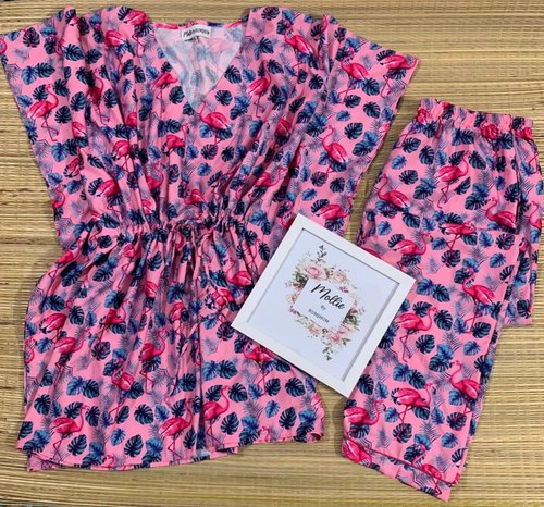  Printed Ladies Stylish Night Suit, Color : Pink