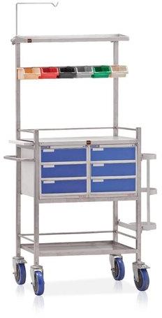 Stainless-steel Crash Cart Trolley, for Clinics, Hospitals, Feature : Durable