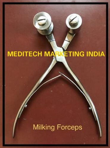 Polished Stainless Steel Milking Forceps, for Clinical, Hospital, Feature : Reusable