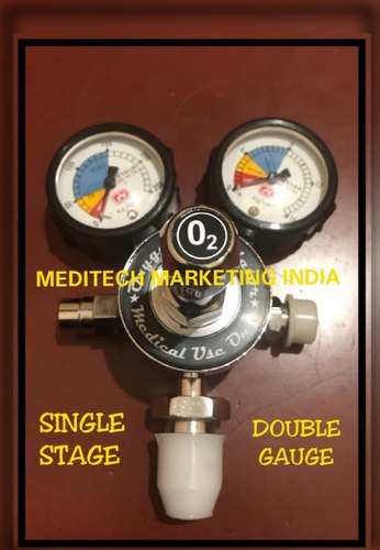 Oxygen Regulator Single Stage Double Gauge, for Hospital, Nursing Home, Feature : Accurate Reading