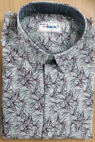 Poly Cotton Casual Shirts, Pattern : Printed