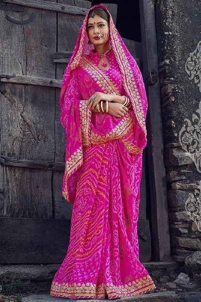 Traditional Bandhej Sarees, Feature : Anti-Wrinkle, Dry Cleaning, Easy Wash, Shrink-Resistant, Skin Friendly
