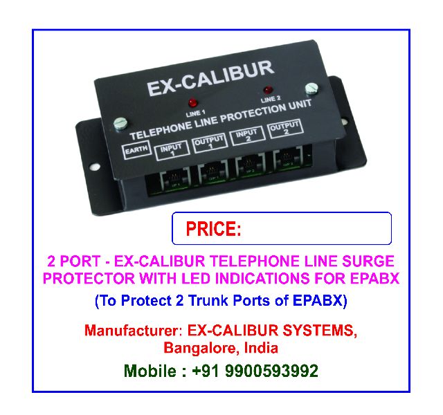 2 Port ExCalibur Telephone Line Protection Unit with LED Indications