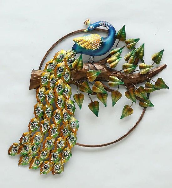 Polished Metal LED Peacock Wall Hanging, for Decoration, Packaging Type : Thermocol Box