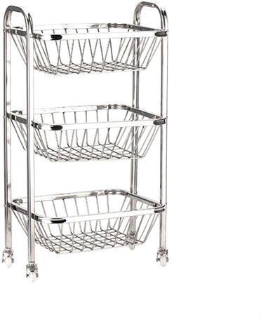 Stainless Steel Fruit Vegetable Trolley, Color : Silver