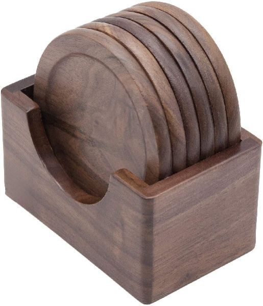 Polished Plain Sheesham Wood Coasters, Style : Antique