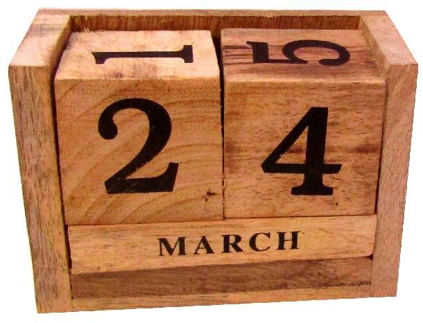 Wooden Never Ending Date Calendar for Office Deck