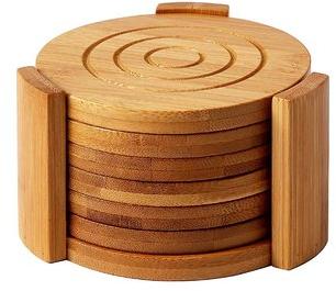 Wooden Round Coaster Set, for Restaurant Use, Tableware, Size : 7x7cm, 8x8cm, 9x9cm