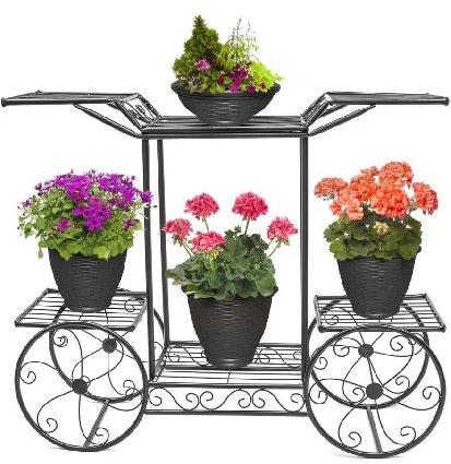 Polished Metal Plant Stand, Color : Black, Grey, Black or customized.
