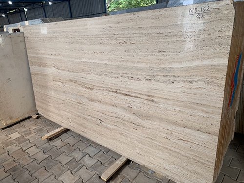 Rectangle Polished Travertine Marble Slab, Feature : Crack Resistance, Optimum Strength, Washable