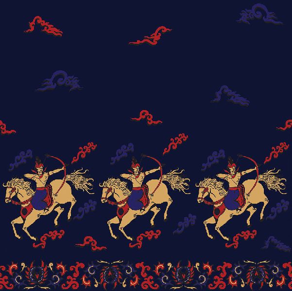 Abstract Horseman Archer Printed Fabric, for Garments, Packaging Type : Plastic Bag