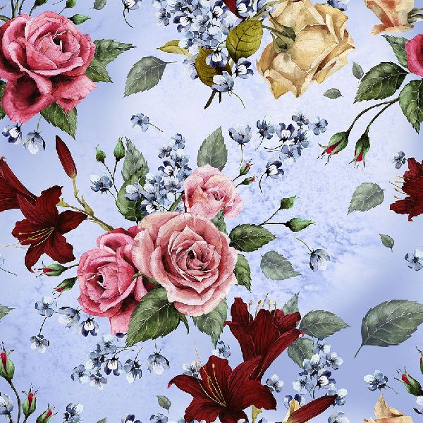 Flower Garden Roses Printed Fabric