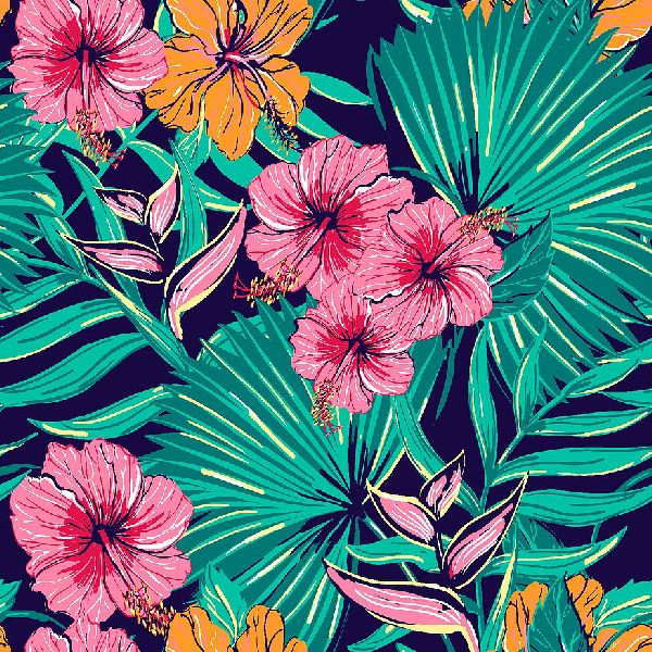 Lily Flower Printed Fabric, for Garments, Packaging Type : Plastic Bag
