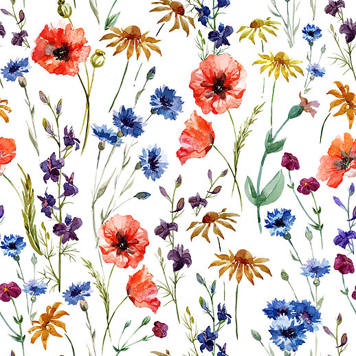 Wildflower White Printed Fabric, for Garments, Packaging Type : Plastic Bag