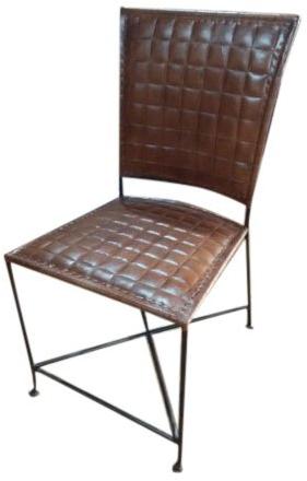Powder Coated Leather Iron Dining Chair