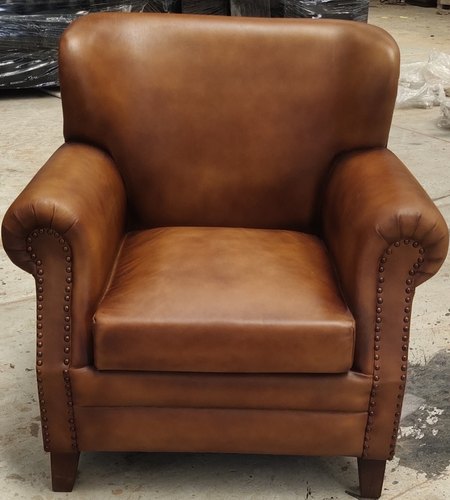 Wooden Leather Sofa Chair, Size : 32x32x36 inch