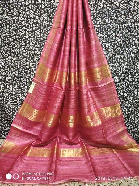 Checked Tussar Giccha Silk Saree, Packaging Type : Packet, Poly Bag