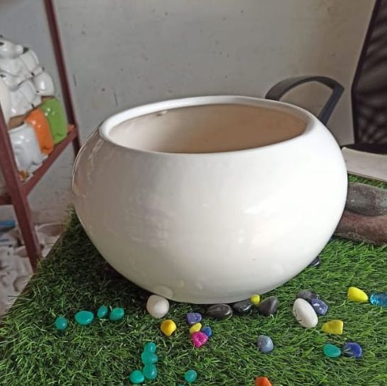 Polished Ceramic Round Bowl Flower Pot, for Decoration, Size : 6x12 Inch