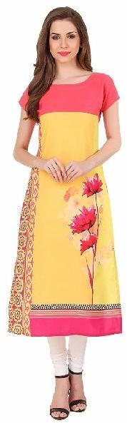 Printed Crape Crepe Kurti, Occasion : Casual Wear