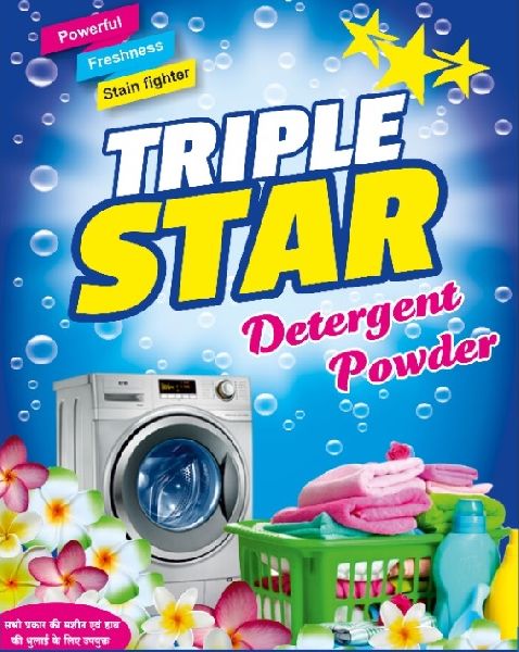 TRIPLE STAR detergent powder, for Cloth Washing, Packaging Size : 1kg