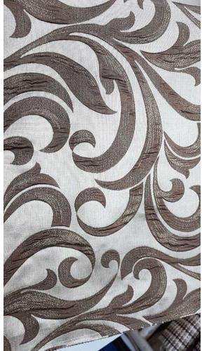 Portico Tissue Printed Stylish Curtains Fabric, Color : Brown gold
