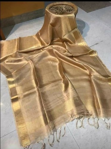 Plain Tissue Linen Saree, Saree Length : 6 m (with blouse piece)