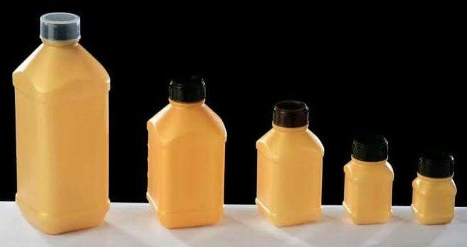 Yellow Plastic Square Bottles