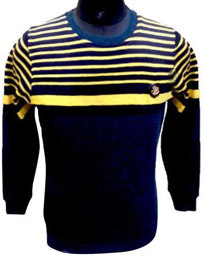 Catfish Striped Mens Crew Neck Sweater, Size : Small, Medium, Large