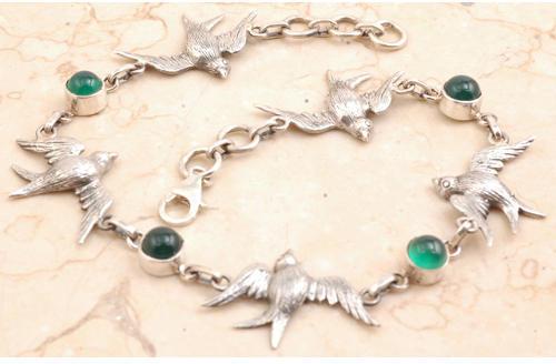 Sterling silver Adorable Green Onyx Bracelet