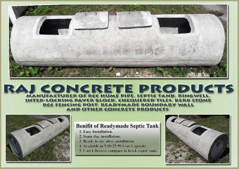 Round Concrete Precast Septic Tanks, for Sewerage, Capacity : 5-100 Users