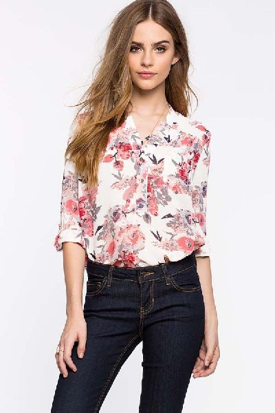 Cotton Ladies Floral Print Shirts, Size : XL