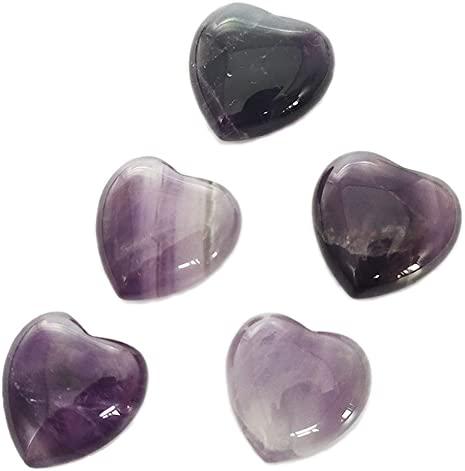 Heart Shaped Amethyst Loose Palm Stones, for Healing, Feature : Fine Finishing