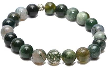 Round Polished Moss Agate Stone Bracelet, for Casual Wear, Style : Fashionable