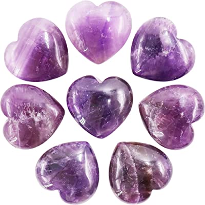 Raw Amethyst Heart Shaped Loose Palm Stones