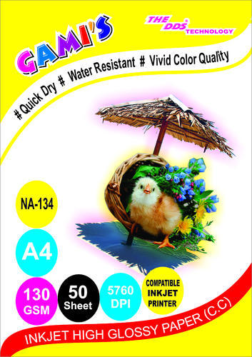 130GSM GAMIS Inkjet Glossy Paper, Size : A/4-210x297MM
