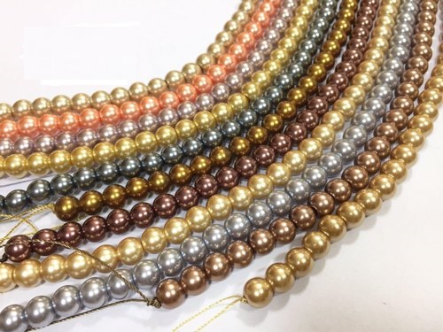 Glass Pearl Beads, Color : Metalick