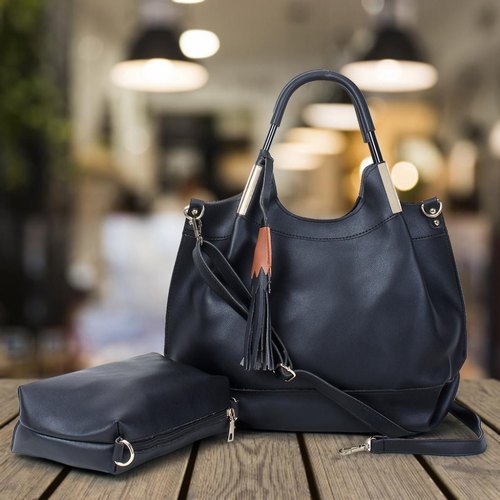 POLYUTHERANE ( PU ) Metal Handle Handbag, Size : 12/14 cm