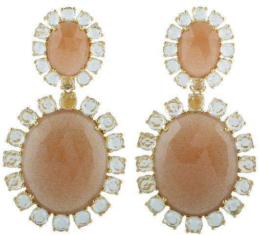 Silver 925 Moonstone and Topaz Earrings, Occasion : Party Wear