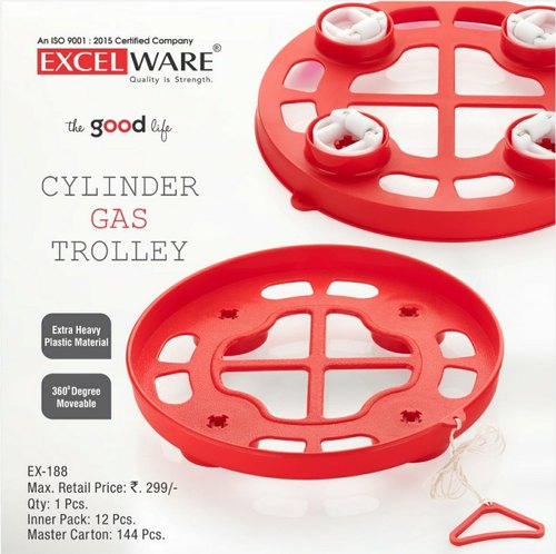 Excelware Plastic Gas Cylinder Trolley, Color : Red