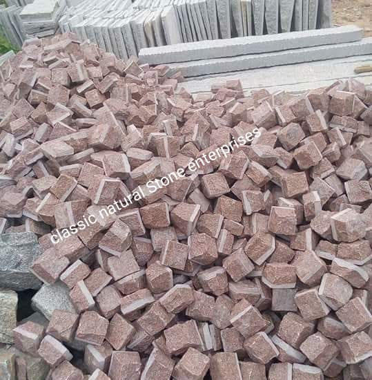 Pink  Machinecut Granite Cobblestone