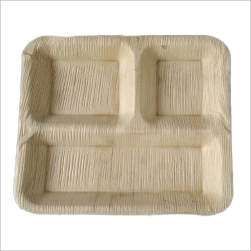Square Rectangle Areca Leaf Compartment Plate, for Serving Food, Size : Multisizes