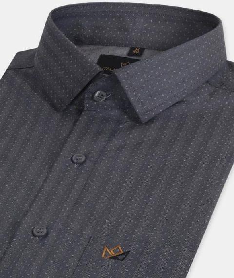 Men\'s Grey Color Micro Striped Printed Shirt