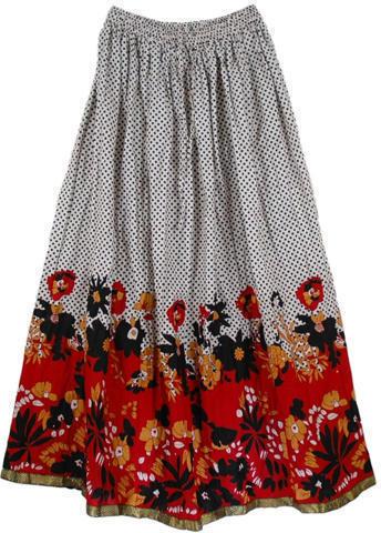 Cotton Ladies Long Skirt, for Easy Wash, Anti-Wrinkle, Pattern : Printed