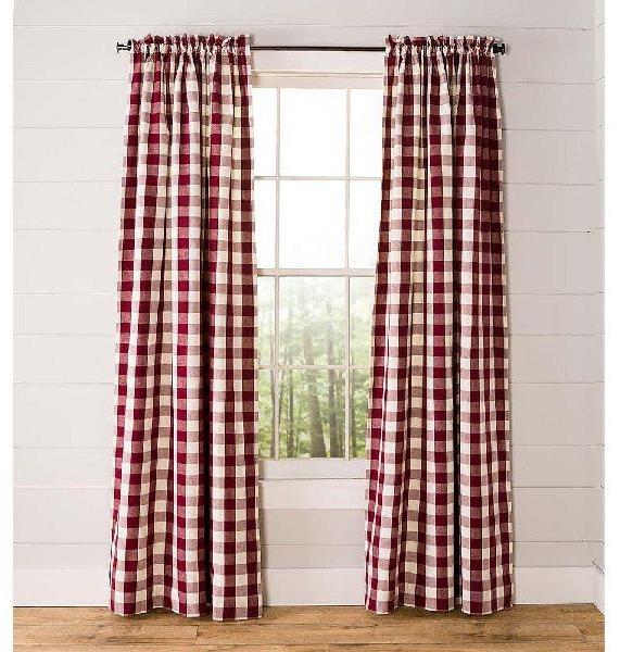 Check Curtains, for Easily Washable, Dry Clean, Attractive Pattern, Size : Multisize