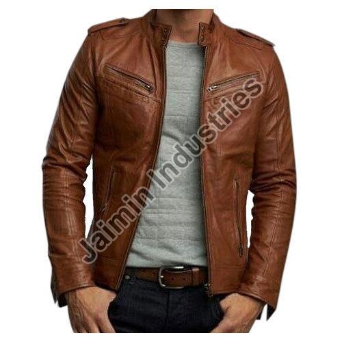 Plain Mens Leather Jacket, Size : XL, XXL