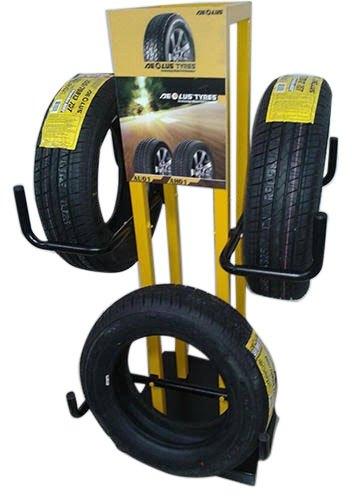 Stainless Steel Tire Display Stand, Color : Yellow